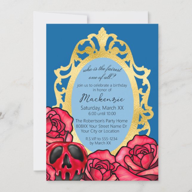 Snö White Spegel och Poison Apple Inbjudningar (Framsida)