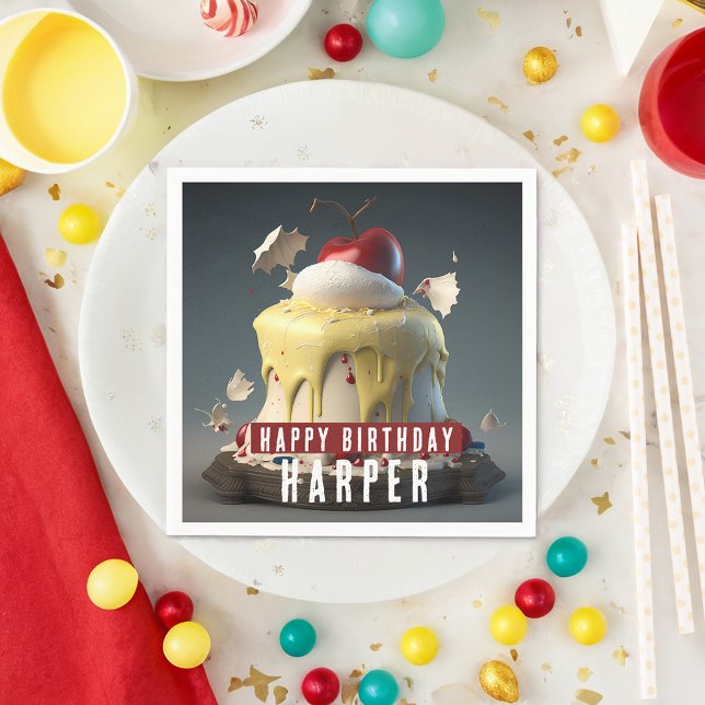 Snö White ThBäste Birthday Cake Anpassade Papper Pappersservett (Skapare uppladdad)