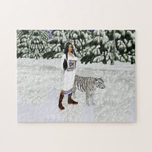 Snö White Tiger Puzzle Pussel