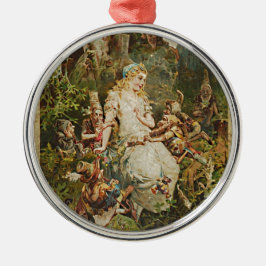 Snö White Vintage German Fairy Tale Romantik Art Julgransprydnad Metall