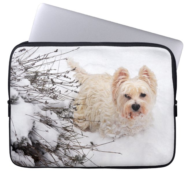 Snö White Westie Hund Photo Electronics Bag Laptop Fodral (Framsidan)