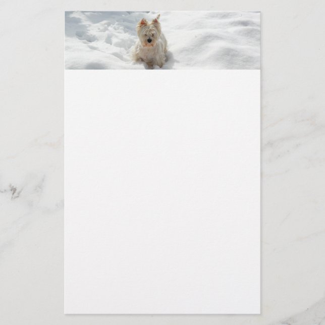 Snö White Westie Hund Photo Papper Stationery (Framsida)