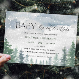 Snö Winter Baby Det är Kall utanför babyskabinka Inbjudningar