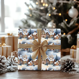 Snö Winter Bavarian Village jul Helgdag Presentpapper