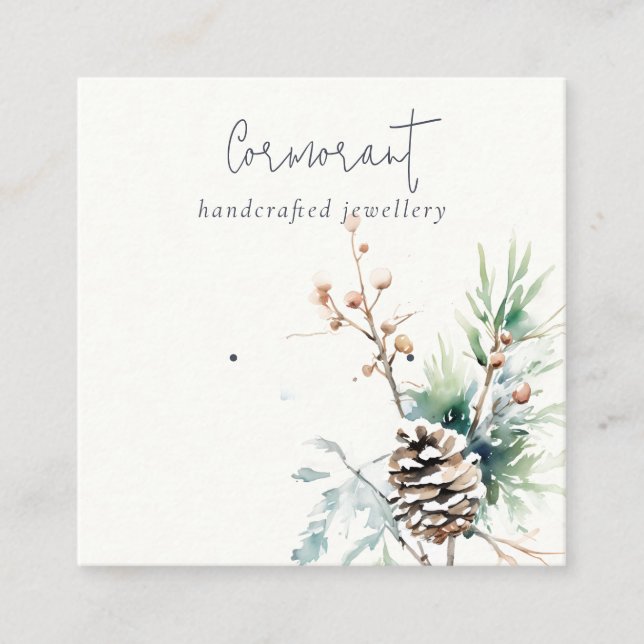  Snö Winter Berries Earring Stud Holder Fyrkantigt Visitkort (Framsida)