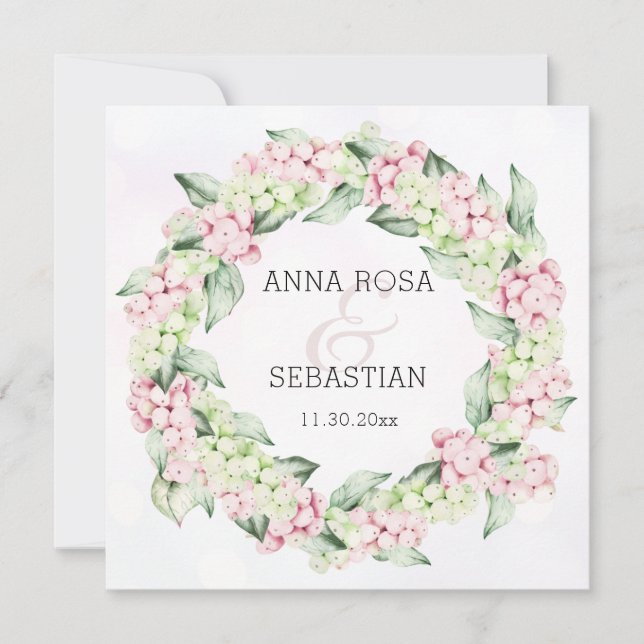 *~* Snö Winter Berry AR12 QR OSA Boho Bröllop Inbjudningar (Framsida)