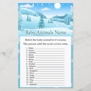 Snö Winter Forest Baby djur Namn Game