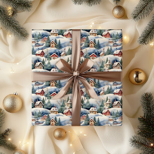Snö Winter Swiss Village jul Helgdag Presentpapper