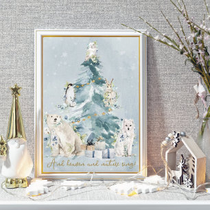 Snö Winter Wonderland Woodland Animals Poster