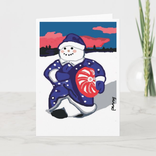 Snö Woman Helgdag Card Helgkort (Framsida)