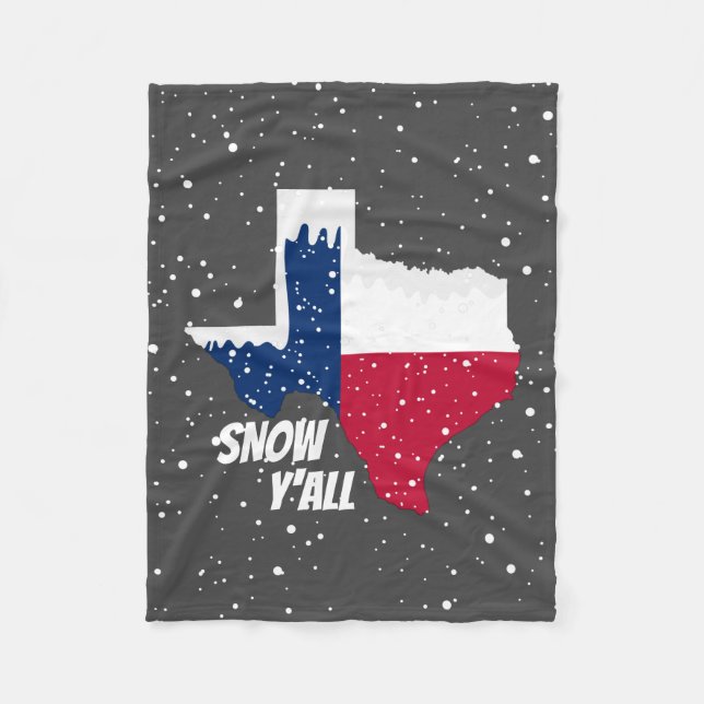 Snö Y'all - Texas Karta med Snö Fleecefilt (Framsidan)