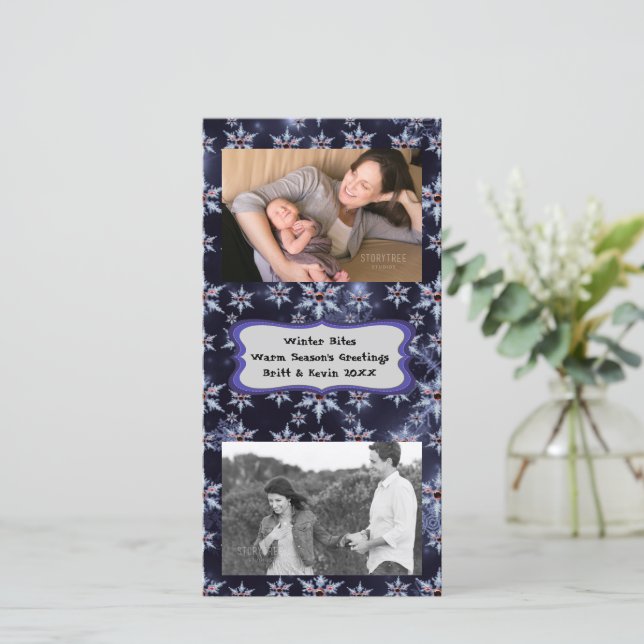 Snö Zombie Bitas Mörk BKgrd Add Photos Photocard Julkort (Stående Fram)