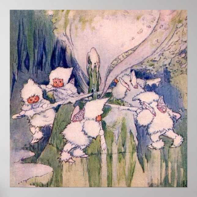 Snöälvor som gör snö poster (Framsidan)