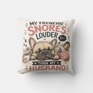 Snoande fransk bulldogg hund högre än min make kudde