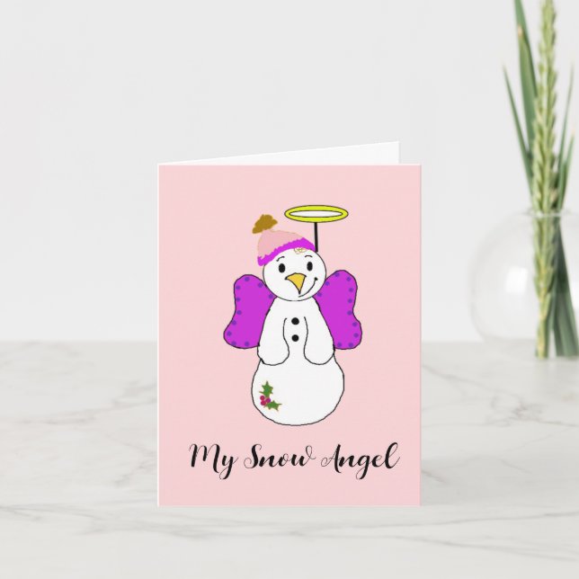Snöängel Lila och Rosa Tack Kort (Framsida)