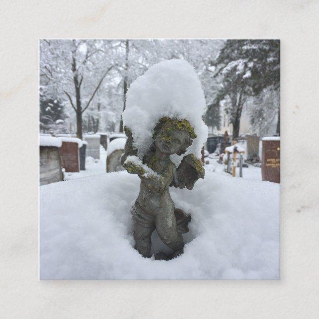 Snöängel Vinterservice Fyrkantigt Visitkort (Framsida)