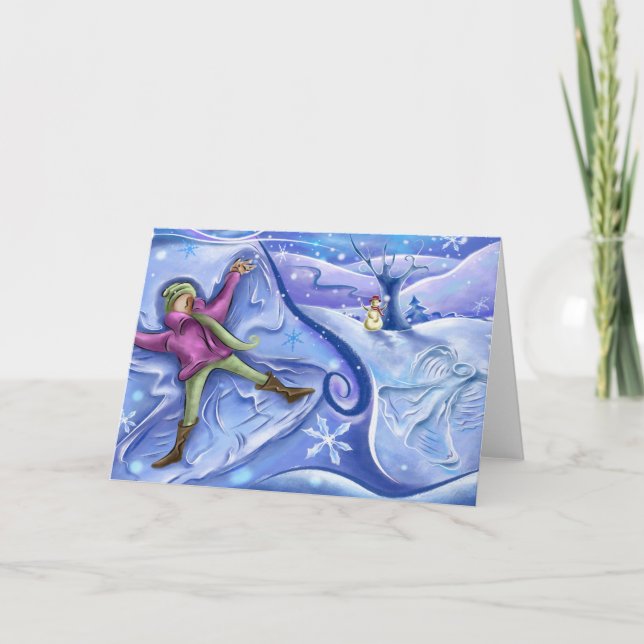 Snöängeljulkort Helgkort (Framsida)