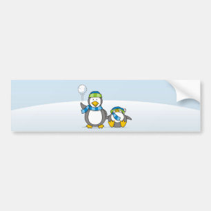 Snöballerande penguiner bildekal