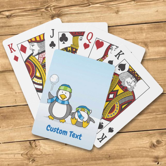 Snöballerande penguiner casinokort (Skapare uppladdad)