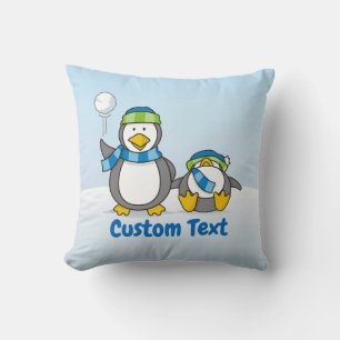 Snöballerande penguiner kudde