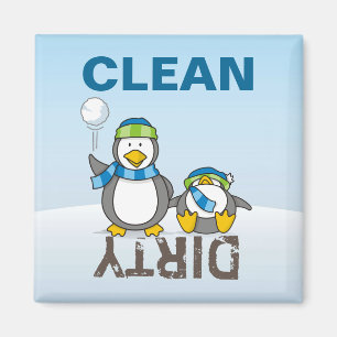 Snöballerande penguiner magnet