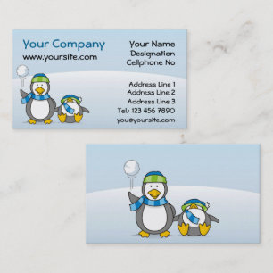Snöballerande penguiner visitkort