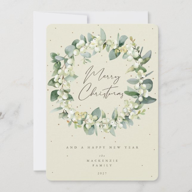 Snöbär + Eukalyptus Julkrans Icke-Foto Julkort (Framsida)