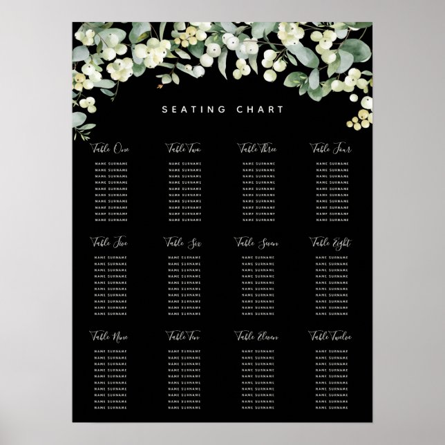 Snöbärs julfirande Bordskarta Poster (Framsidan)