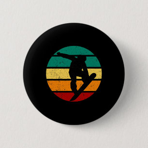 Snöbb Retro Sunset Winter Sports Alpine Skier Knapp