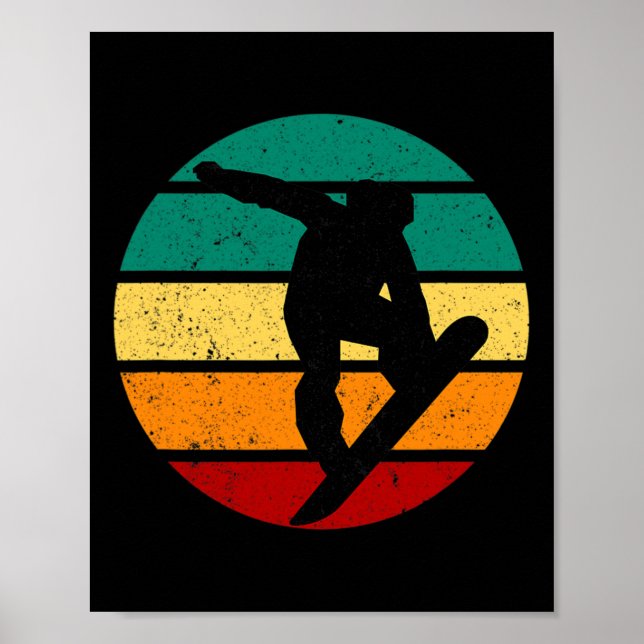 Snöbb Retro Sunset Winter Sports Alpine Skier Poster (Framsidan)