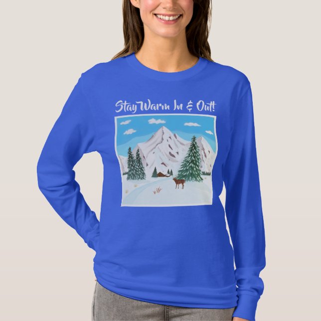 Snöberg Långärmad Blå T-Shirt (Framsida)
