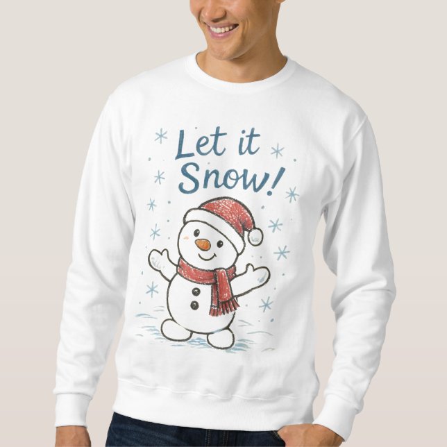 Snöbjörn Snöman i tomteluva Lång Ärmad Tröja (Framsida)