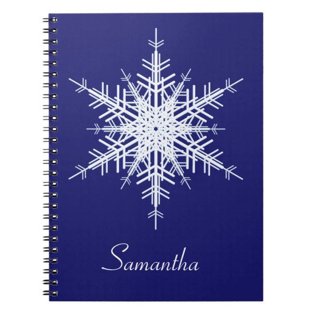 Snöblå snöflammande bärbar dator anteckningsbok med spiral (Framsidan)