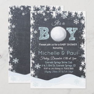 Snöboll Det är en POJKE Baby Shower Inbjudan