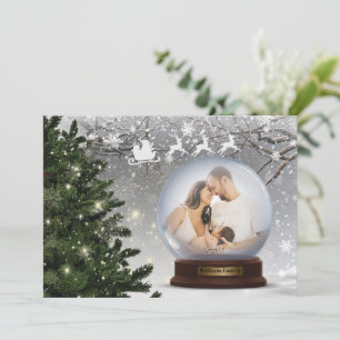 Snöboll Monogram Namn Familj Julkort
