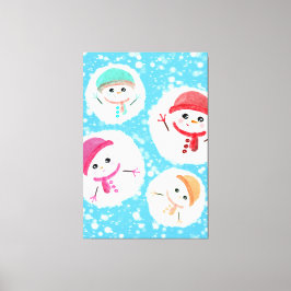 Snöboll och Snögubbe Blue Canvastryck