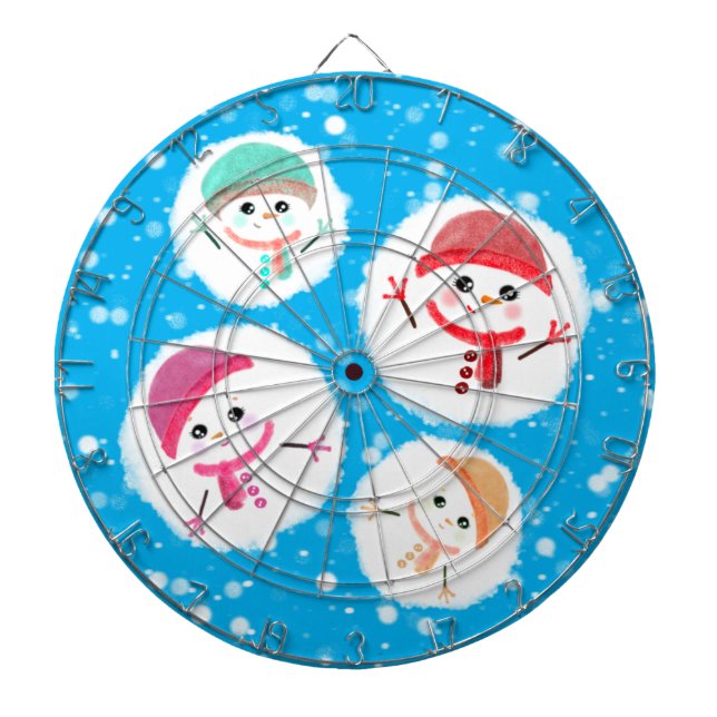 Snöboll och Snögubbe Blue Darttavla (Framsidan)