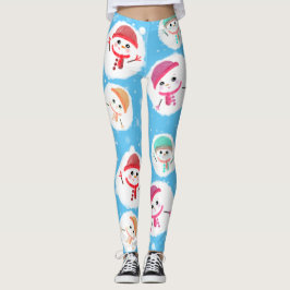 Snöboll och Snögubbe Blue Leggings