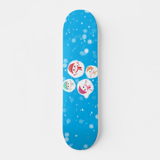 Snöboll och Snögubbe Blue Mini Skateboard Bräda 18,5 Cm (Framsida)
