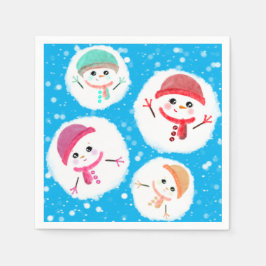 Snöboll och Snögubbe Blue Pappersservett