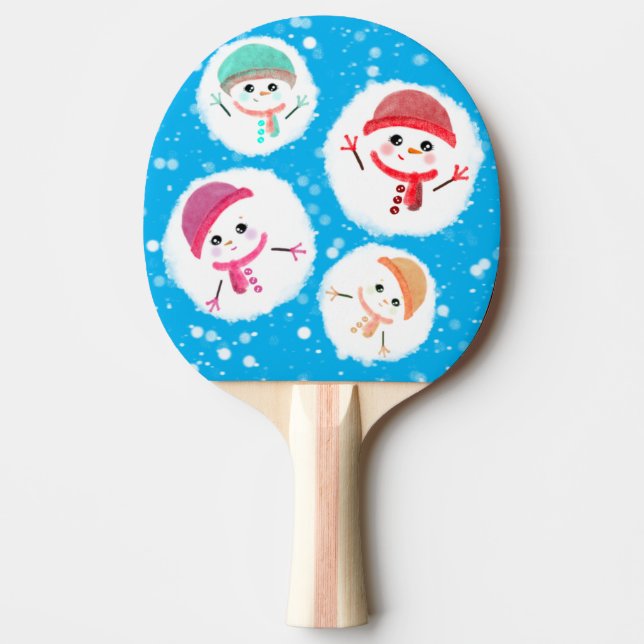Snöboll och Snögubbe Blue Pingisracket (Framsidan)
