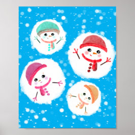 Snöboll och Snögubbe Blue Poster