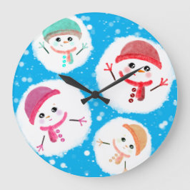 Snöboll och Snögubbe Blue Stor Klocka