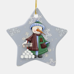 Snöbollar för Sale Whimsical Snögubbe Julgransprydnad Keramik
