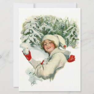 Snöbollskastning (av Harrison Fisher) Kort