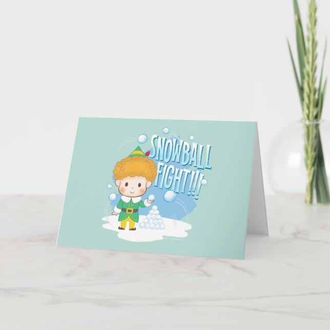 Snöbollskrig med Buddy älvan! Helgkort (Framsida)