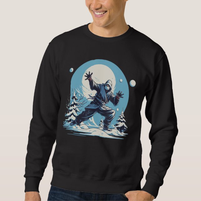Snöbollsmatcher som en Ninja för Snowballer och ko Lång Ärmad Tröja (Framsida)