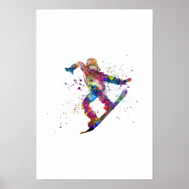 Snöbord i vattenfärg poster (Framsidan)