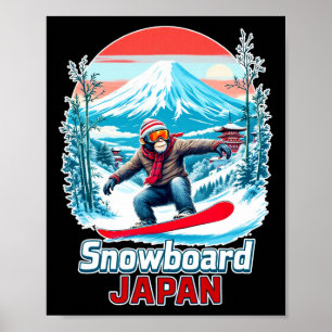 Snöbordande apa i Japan Scenia Ligcape Poster