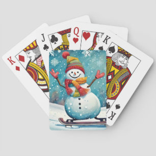 Snöbordande Snögubbe - Spelkort